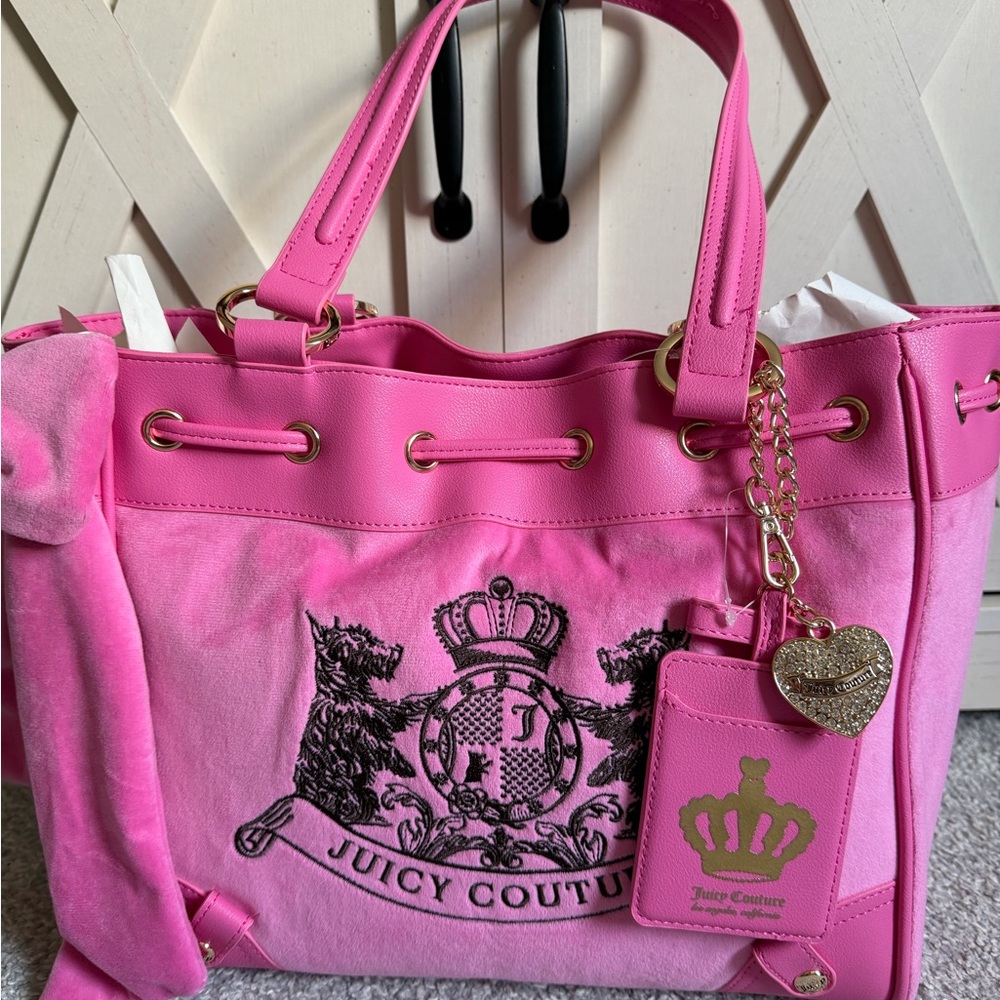 Juicy Couture Classic Scottie Dogs Daydreamer Tote Bag Hot Pink
